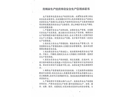 青州市生産經(jīng)營單位安全生産信用承諾書